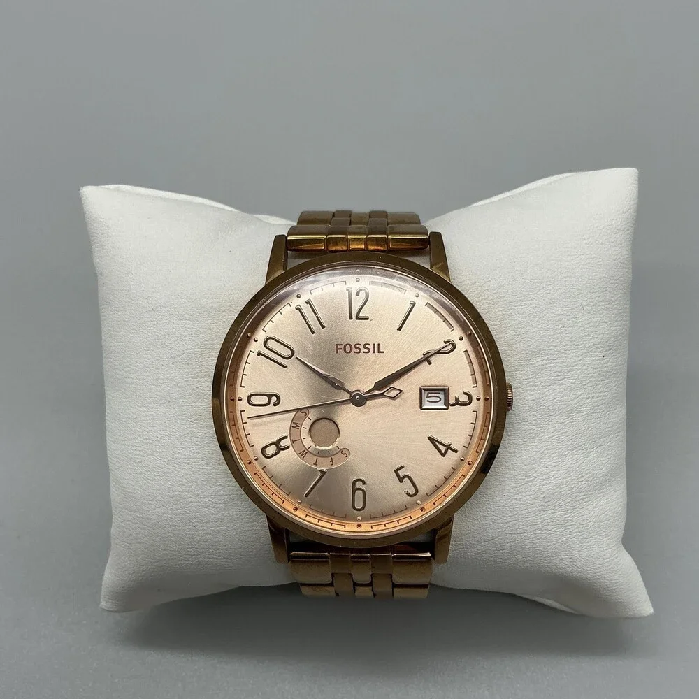 Fossil Muse ES3789 Womens Watch 40mm Rose Gold Tone Bracelet Date New Battery 6